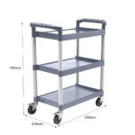 5-SOGA 3 Tier Food Trolley Portable Kitchen Cart Multifunctional Big Utility Service with wheels 830x420x950mm Gray