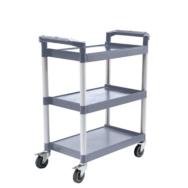 1-SOGA 3 Tier Food Trolley Portable Kitchen Cart Multifunctional Big Utility Service with wheels 830x420x950mm Gray