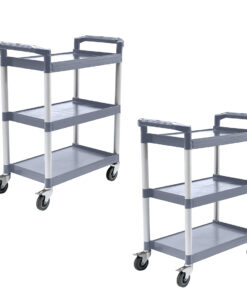 1-SOGA 2X 3 Tier Food Trolley Portable Kitchen Cart Multifunctional Big Utility Service with wheels 830x420x950mm Gray