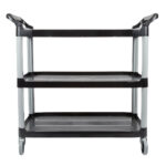 2-SOGA 3 Tier Food Trolley Food Waste Cart Storage Mechanic Kitchen Black Large