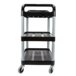 3-SOGA 3 Tier Food Trolley Food Waste Cart Storage Mechanic Kitchen Black Large