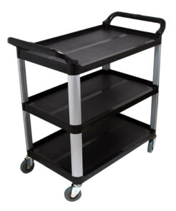 1-SOGA 3 Tier Food Trolley Food Waste Cart Storage Mechanic Kitchen Black Large