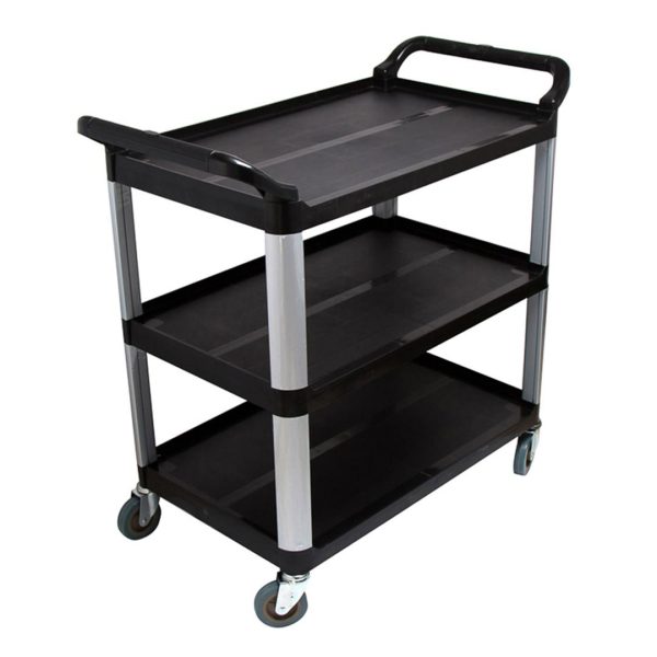 1-SOGA 3 Tier Food Trolley Food Waste Cart Storage Mechanic Kitchen Black Large