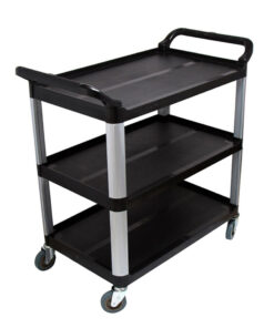 1-SOGA 3 Tier Food 83.5x43x95cm Trolley Food Waste Cart Storage Mechanic Kitchen Black Small