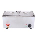 2-SOGA 2X Stainless Steel 2 X 1/2 GN Pan Electric Bain-Marie Food Warmer with Lid