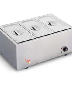 1-SOGA Stainless Steel 3 X 1/2 GN Pan Electric Bain-Marie Food Warmer with Lid