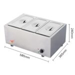 4-SOGA 2X Stainless Steel 3 X 1/2 GN Pan Electric Bain-Marie Food Warmer with Lid