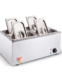 1-SOGA Stainless Steel 4 X 1/2 GN Pan Electric Bain-Marie Food Warmer with Lid