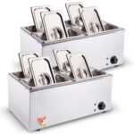 1-SOGA 2X Stainless Steel 4 X 1/2 GN Pan Electric Bain-Marie Food Warmer with Lid