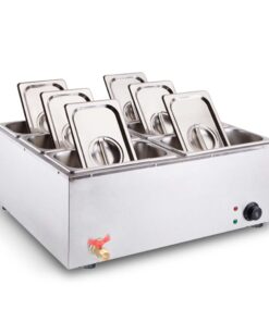 1-SOGA Stainless Steel 6 X 1/3 GN Pan Electric Bain-Marie Food Warmer with Lid