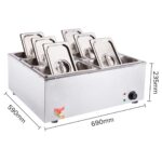 4-SOGA 2X Stainless Steel 6 X 1/3 GN Pan Electric Bain-Marie Food Warmer with Lid