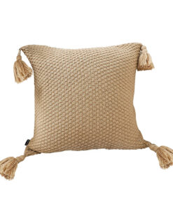 1-SOGA 50CM Light Brown Pillow with Tassel Accents