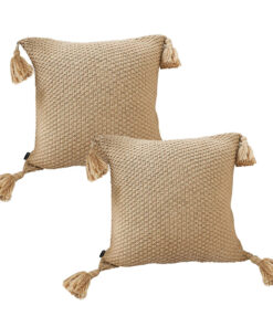 1-SOGA 50CM Light Brown Pillow with Tassel Accents