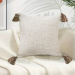 2-SOGA 50cm Beige Pillow Textured Throw Cover