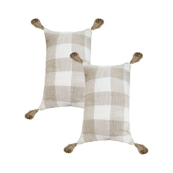 1-SOGA 2X 35CM Pillow Lumbar Cover Decorative Plaid Farmhouse Cushion Throw Pillow