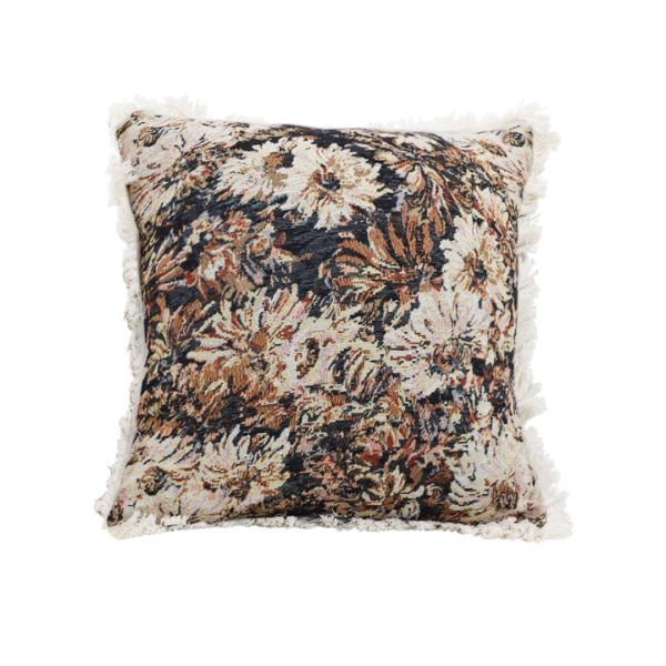 1-SOGA 50cm Vintage Oil Painting Color Raised Embroidery Empress Flower Throw Pillow