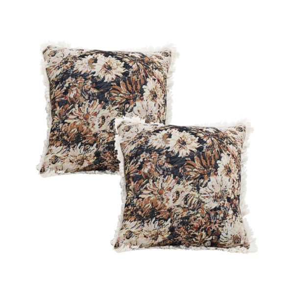 1-SOGA 2X 50cm Vintage Oil Painting Color Raised Embroidery Empress Flower Throw Pillow