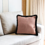 5-SOGA 2X 50cm Mid-century Style Raised Embroidery Texture Edged Square Throw Pillow