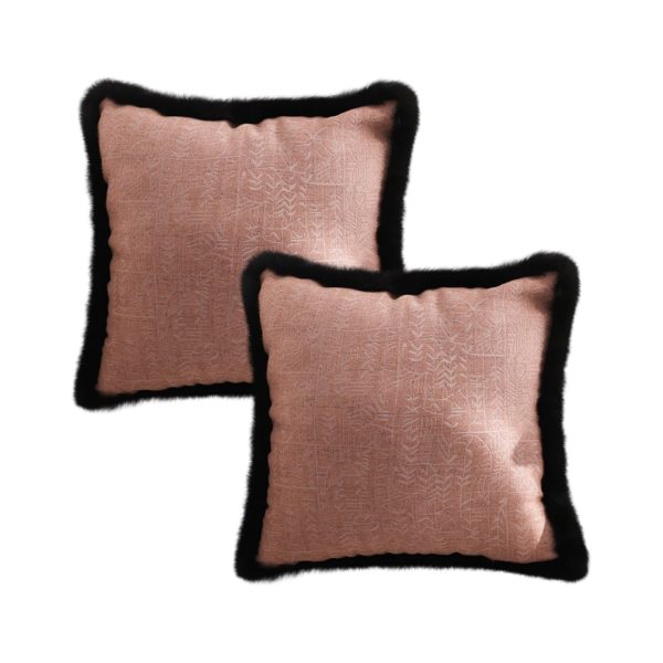 1-SOGA 2X 50cm Mid-century Style Raised Embroidery Texture Edged Square Throw Pillow
