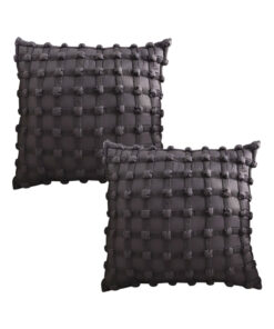 1-SOGA 2X 50cm Black Medieval-style Puff Rivet Square Product Throw Pillow