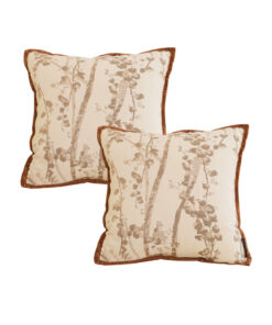 1-SOGA 2X 45cm Painting Retro Tree flower Bird Cotton Linen Home Decor Pillow Case Cushion Throw Pillow