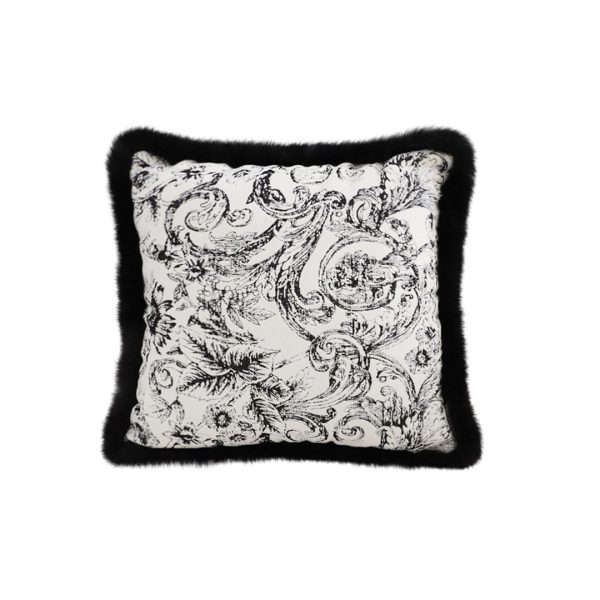 1-SOGA 45cm Pillow French Cover Style Floral Jacquard Woven Decorative Fringe Throw Pillow