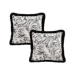 1-SOGA 2X 45cm Pillow French Cover Style Floral Jacquard Woven Decorative Fringe Throw Pillow