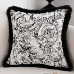 3-SOGA 2X 45cm Pillow French Cover Style Floral Jacquard Woven Decorative Fringe Throw Pillow