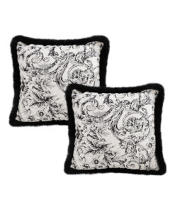 1-SOGA 2X 45cm Pillow French Cover Style Floral Jacquard Woven Decorative Fringe Throw Pillow