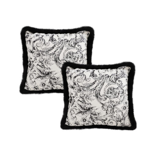 1-SOGA 2X 45cm Pillow French Cover Style Floral Jacquard Woven Decorative Fringe Throw Pillow