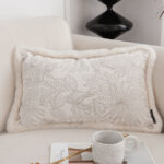 3-SOGA 2X 30cm Romantic French Mosley Jacquard Pillow French Jungle Jacquard Raw Edge Waist Throw  Pillow
