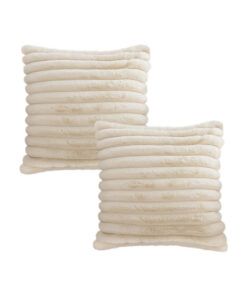 1-SOGA 2X 45cm Fur Faux Rabbit Soft Decorative Covers Pack Cover Plush Off White Throw Pillow