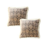 1-SOGA 2X 45cm Wabi-sabi Floral Cover & Vintage Dark Floral Tassel Square Throw Pillow