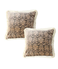 1-SOGA 2X 45cm Wabi-sabi Floral Cover & Vintage Dark Floral Tassel Square Throw Pillow