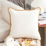 2-SOGA 45cm Warm Wood Tone & Apricot Shell Edged Square Throw Pillow