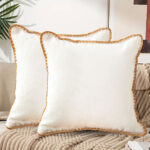 6-SOGA 45cm Warm Wood Tone & Apricot Shell Edged Square Throw Pillow