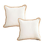 1-SOGA 2X 45cm Warm Wood Tone & Apricot Shell Edged Square Throw Pillow