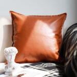2-SOGA 45cm Light Luxury Urban Simulated Leather Wide Edge Throw Pillow