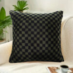 3-SOGA 45cm Urban Light Luxury Pillow Dark Night Green Checkered Square Throw Pillow