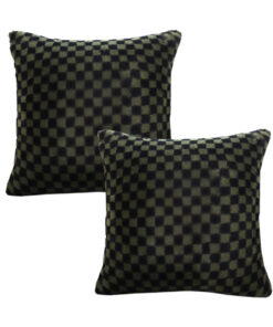 1-SOGA 2X 45cm Urban Light Luxury Pillow Dark Night Green Checkered Square Throw Pillow