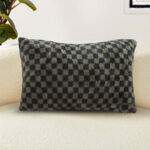 4-SOGA 30cm Urban Light Luxury Dark Green Checkered Lumbar Throw Pillow
