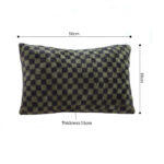 5-SOGA 30cm Urban Light Luxury Dark Green Checkered Lumbar Throw Pillow