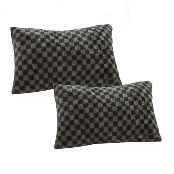 1-SOGA 2X 30cm Urban Light Luxury Dark Green Checkered Lumbar Throw Pillow
