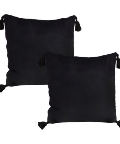 1-SOGA 2X Black Vintage Butterfly Pillow Tassel Velvet Square Throw Pillow