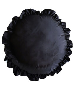 1-SOGA 45cm Butterfly Black Vintage Lotus Leaf Edge Round Throw Pillow