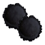 1-SOGA 2X 45X Butterfly Black Vintage Lotus Leaf Edge Round Throw Pillow