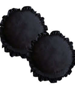 1-SOGA 2X 45X Butterfly Black Vintage Lotus Leaf Edge Round Throw Pillow