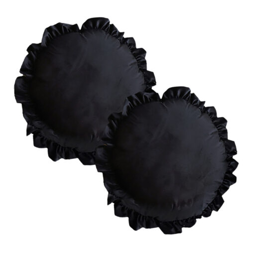 1-SOGA 2X 45X Butterfly Black Vintage Lotus Leaf Edge Round Throw Pillow