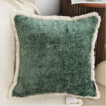 2-SOGA 2X 45cm Jade Green Home aesthetic chenille texture tassel square Throw Pillow