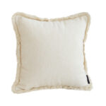 1-SOGA 45cm Creamy White Home Aesthetic Chenille Texture Tassel Square Throw pillow